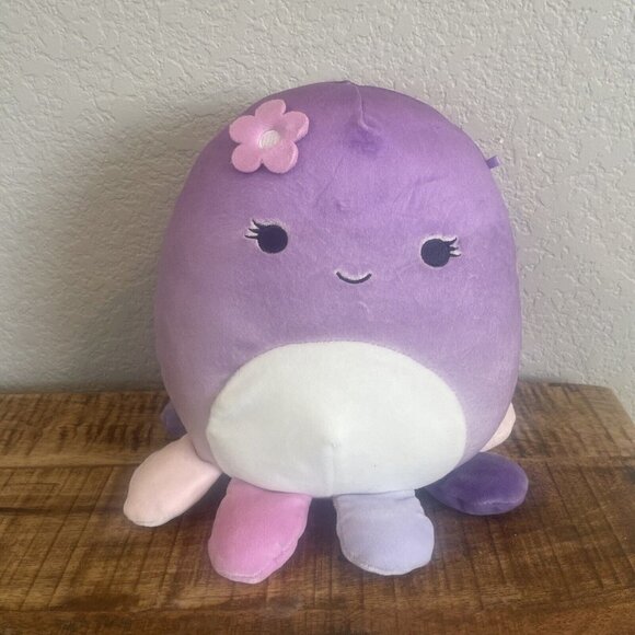 Squishmallow 8" Violet Octopus with Flower Purple Plush Kellytoy - Picture 3 of 9